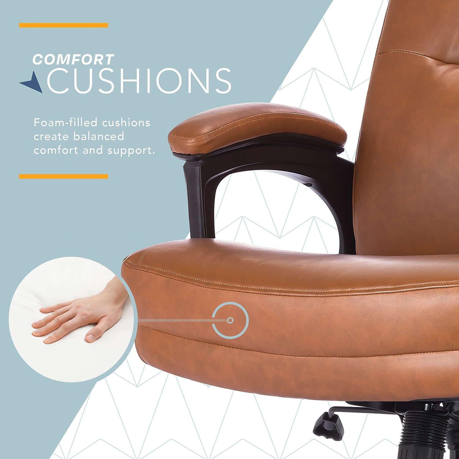 Click365 Classic Big & Tall Executive Office Chair Bonded Leather Cognac
