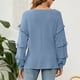 thumbnail image 4 of Blusa informal de manga larga con cuello en V y manga farol con volantes y manga larga para mujer Pompotops  FGAJ5912, 4 of 5