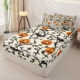 thumbnail image 2 of Homewish Vintage Silhouette Halloween Pumpkin Zipper Twin Comforter Sets with Fitted Sheet and 2 Pillowcases,Bat Branch Print Zipper Bedding Set,Halloween Reversible,4pcs, 2 of 7