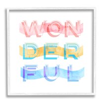 Stupell Industries Wonderful Stripes Text Graphic Art White Framed Art Print Wall Art, Design by Daphne Polselli