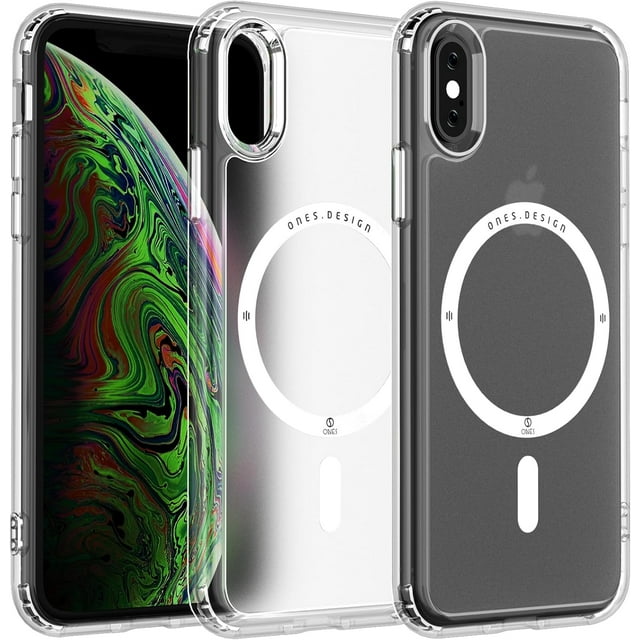 XUCP-Case pour iPhone TP/iPhone X avec Couverture Hybride Rigide MagSafe, Protection Antichoc Airbags Grade Militaire, Résistant aux Rayures, Étui Magnétique Anti-Jaunissement Givrée, Mat Translucide