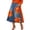 Orange, variant on Midi Skirts for Women Faux Denim Floral Print A Line Skirts High Waist Patchwork Causal Skirts with Pockets, M