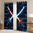 thumbnail image 2 of jejeloiu Modern Cool Lightsaber Blackout Curtains Set of 2 (52x84 Each),Cartoon Light Sword Window Curtains,Blue Black Curtains and Drapes For Boys Kids,Breathable Home Decor, 2 of 6