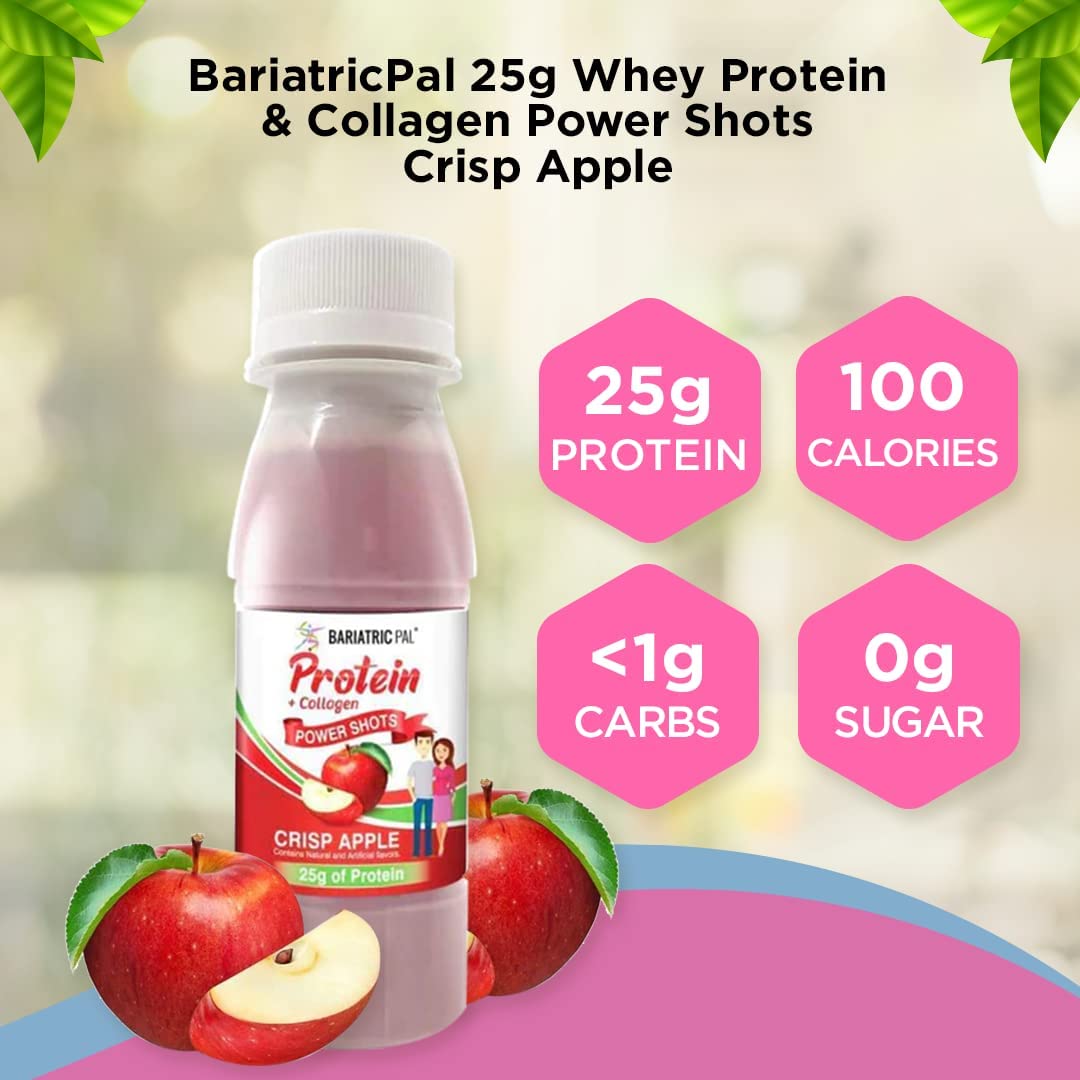 BariatricPal 25g Whey Protein & Collagen Power Shots - Crisp Apple Size: 12-Pack