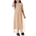 thumbnail image 6 of KAUOD Girls Tulle Long Dress Muslim Mesh Lace Short Sleeve Dresses Teen Kids Crew Neck Soft Eid Prayer Traditional Clothes, 6 of 8