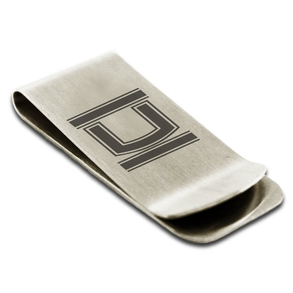Stainless Steel Letter U Initial Empire Monogram Engraved Engraved Money Clip Credit Card Holder