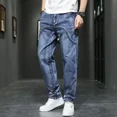 thumbnail image 2 of Pantalones vaqueros masculinos Pantalones rectos con bolsillos Vaqueros azules para hombre Retro Baggy Buggy Ropa de otoño Lavado Original Invierno Xs, 2 of 5