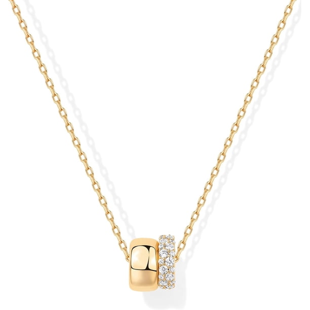 Collar con colgante de circonita cúbica chapada en oro de 14 quilates para mujer, collar de circonita cúbica delicada de dos tonos