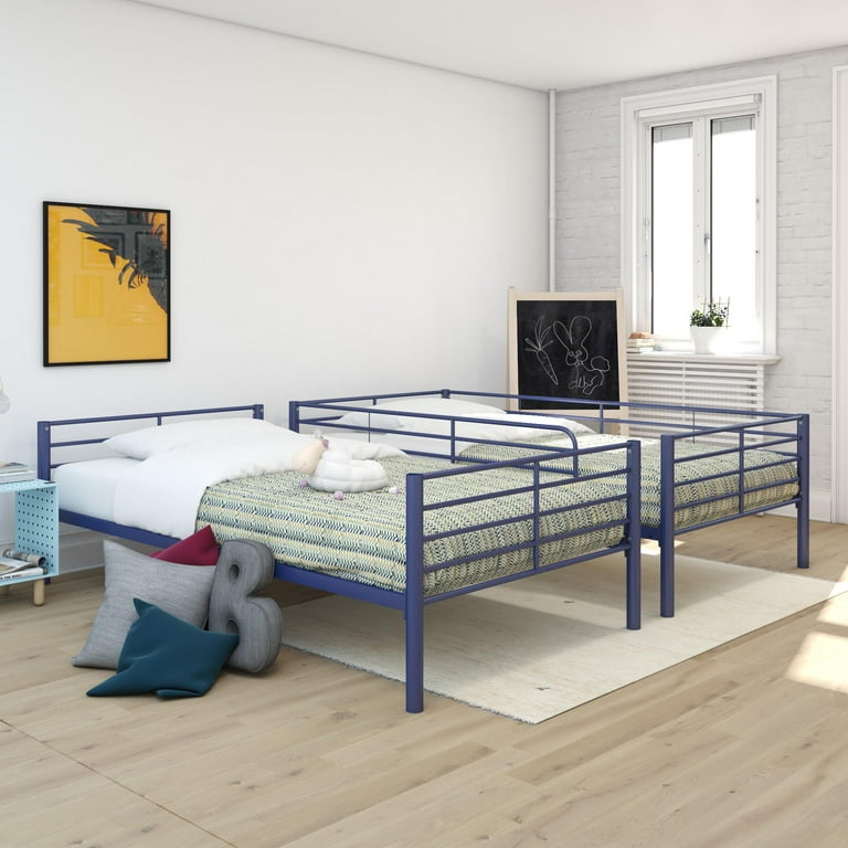 Mainstays Convertible Twin Over Twin Metal Bunk Bed Blue