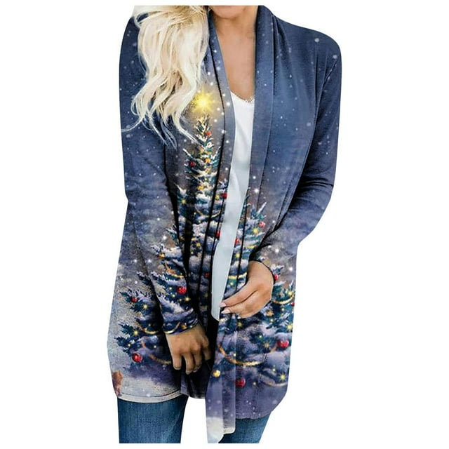 Veste Légère pour Femmes Cardigan à Manches Longues Cardigan de Noël Pulls Veste Grande Taille