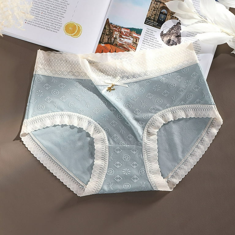 LBECLEY Womens Boy Shorts Underwear Cotton with Lace Women Mid Waist Pure  Cotton Breathable and Printing Bow Panties Teenage Girls Underwear Size 14  Blue M 