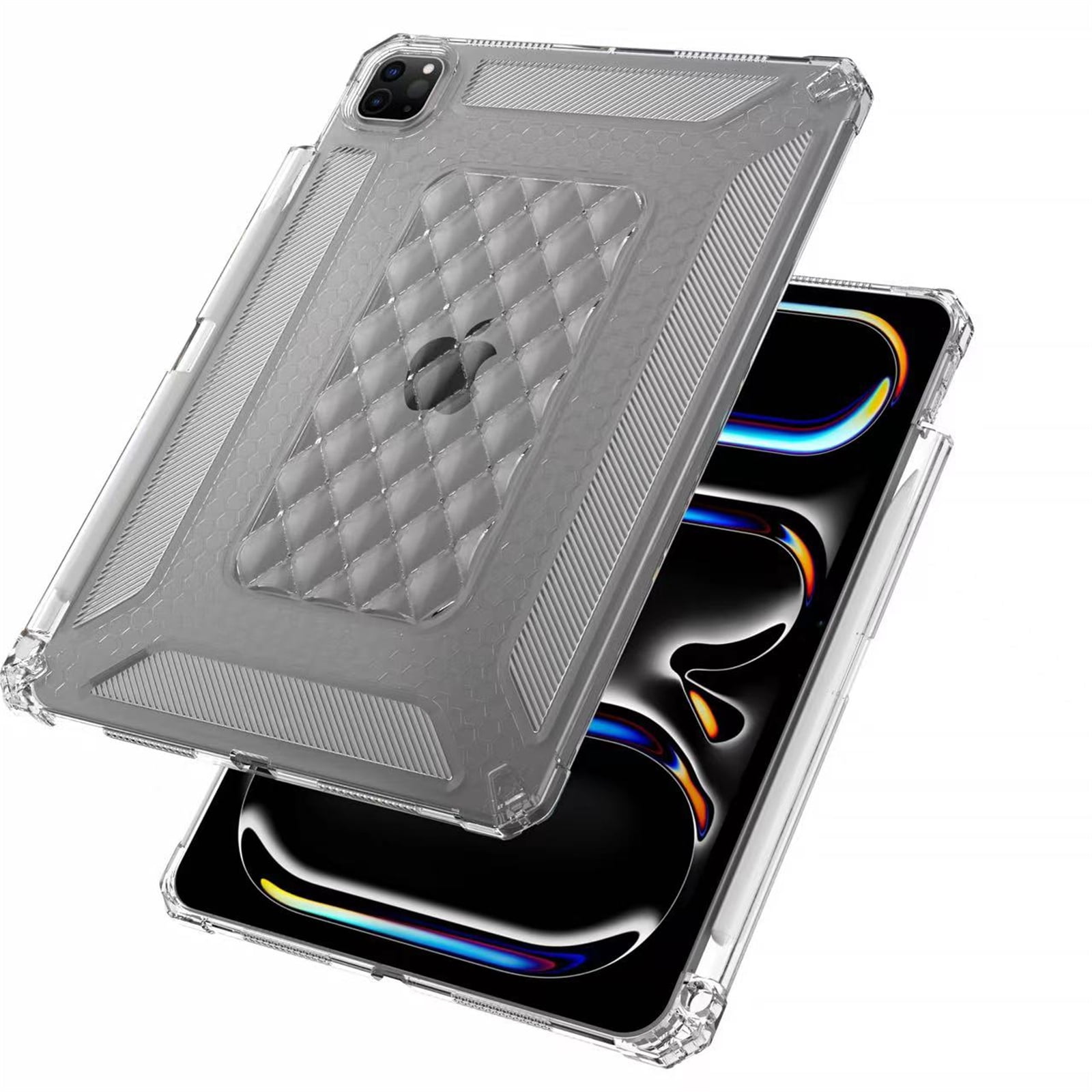 TECH CIRCLE for Apple iPad Pro 13-inch (M4/M5)  Slim Clear Back Cover Case with Pencil Holder Slot, Lightweight Protective Soft TPU Transparent Case, Crystal