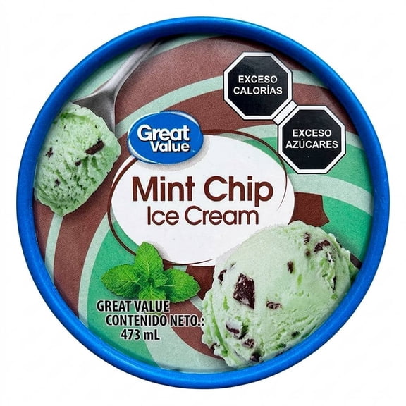 Helado de Leche Great Value Sabor Menta con Chispas Sabor Chocolate 473 ml