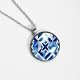 thumbnail image 4 of Flag of Israel Womens Glass Circular Pendant Necklace - Elegant Jewelry Piece for Women, 4 of 5