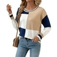 thumbnail image 5 of Craaazy Sweaters For Women Round Neck Colorblock Knit Sweater Long Sleeve Loose Warm Tops Gifts, 5 of 9