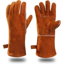 Welding Gloves - Heat Resistant Leather and Fireproof Stitching for Fireplace Fire Pit Wood Stove BBQ Gardening Gear