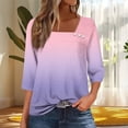 thumbnail image 2 of zbxnLI 3/4 Length Sleeve Women's Tops Square Neck Tunic Top Gradient Graphic Casual Dressy Blouses, 2 of 5
