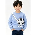 thumbnail image 4 of Abcomgle Kids Pullover Sweatshirts with 3d Cartoon Crossbody Bag Cute Crew Neck Long Sleeve Pullover Top Clothes, 4 of 4