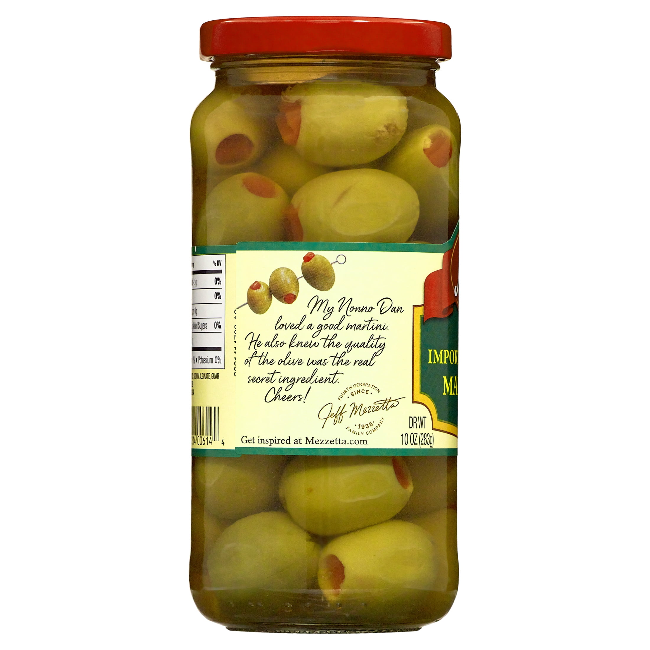 (4 pack) Mezzetta Imported Spanish Queen Martini Olives, 10 oz Dr. Wt. Jar
