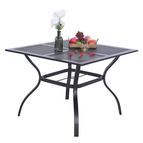 Black for 4 mesh Top Outdoor Square Dining Table With 4-Mesh Top, Black