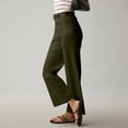 thumbnail image 3 of Women's stretch twill cotton cropped wide-leg jeans with pockets, casual ankle-length jeans, 3 of 8