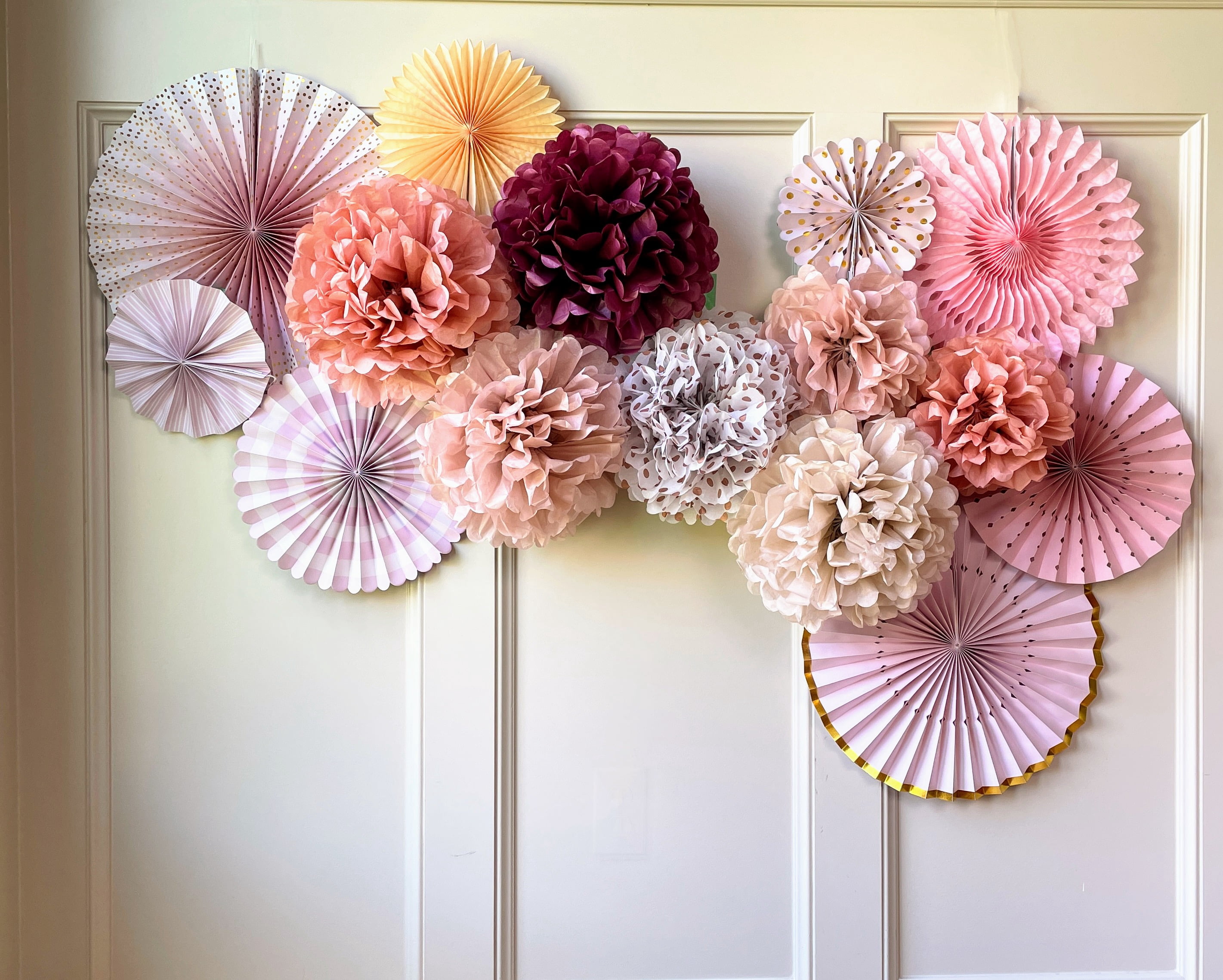 PapaKit Party Tissue Pom Pom Paper Flower Set, for Birthday Party Baby Shower Wedding Engagement Bachelorette Event Decoration ( Dusty Rose Pink, 20 Piece Set)
