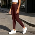 thumbnail image 4 of QIbmong Legging for Women High Waist Stretchy Yoga Pants Seamless Butt Lift Casual Gymwear Tight Trousers(M,Brown), 4 of 7