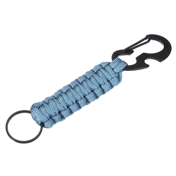 Uxcell Heavy Duty Braided Paracord Keychain, Paracord Keychains Landyard Necklace with Bottle Opener D Hook Clip for Camping Hiking Outdoor Activities Key Ring, Sky Blue
