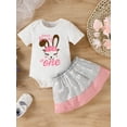 thumbnail image 2 of xiaxaixu Baby Girls Skirt Set, Rabbit Letters Print Romper with A-line Skirt Summer Outfit, 2 of 9