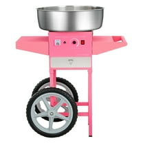 KFFKFF Electric Cotton Candy Machine with Cart, 1000W Commercial Candy Floss Maker with 20.5 in Stainless Steel Bowl, Sugar Scoop, and Drawer, User-Friendly Design, Ideal for Home, Kids' Parties