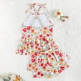 thumbnail image 3 of Pandaie Girls Tankini Swimsuit Flower Print Criss Cross Strap Bathing Suits Summer Beach Two Piece Swimwear with Shorts 4-5 Years Orange, 3 of 6