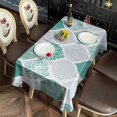 thumbnail image 2 of Green and White Geometric Quatrefoil Pattern Rectangle Tablecloth 60"x120",Waterproof Polyester Rectangle Table Cloth, Wipeable Spillproof Polyester Tablecloth for Dining, Camping, Indoor and Outdoor, 2 of 6