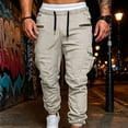 thumbnail image 2 of Jerdar Mens Casual Joggers Pants - Cotton Drawstring Chino Cargo Pants Hiking Outdoor Twill Track Jogging Sweatpants Pants, 2 of 5