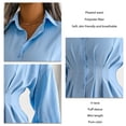 thumbnail image 4 of Chemise Blanche Robe Mini Chemise Robe Polyester Plissée Cintrée Taille Asymétrique Revers Col Bouton vers le Bas Robe Blanche S, 4 of 6