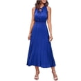 thumbnail image 2 of Birdeem Robes Amincissantes Sans Manches à Col Rond Froncé pour Femmes avec Ceinture, 2 of 6