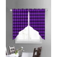 thumbnail image 3 of Black Purple Plaid Swag Valances for Windows, Farmhouse Simple Buffalo Checked Rod Pocket Sheer Valances for Small Windows, Swag Toppers Light Filtering for Kitchen Living Room 2 Panels 28''x36'', 3 of 6