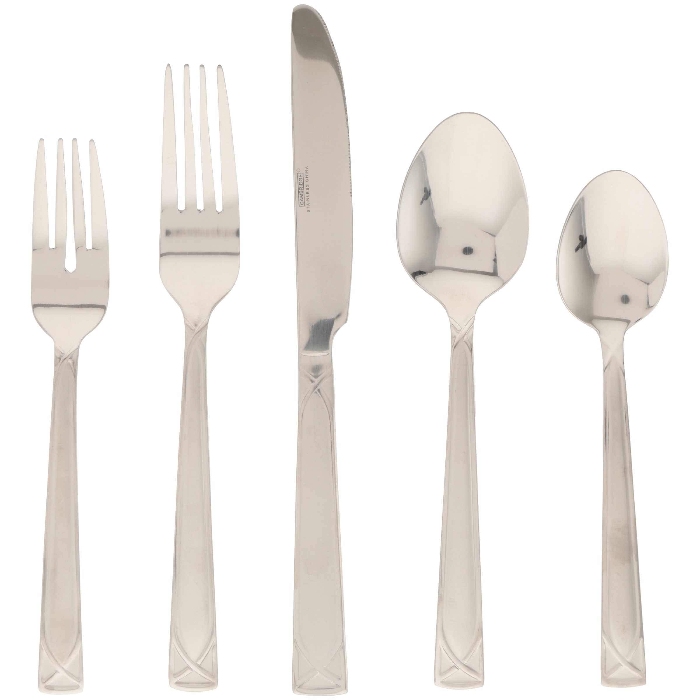 Cambridge Silversmiths Crossroads Sand 45Piece Flatware Set with 5Piece Hostess Set