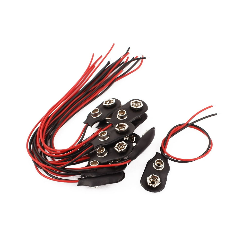 12pcs 9 Volt Battery Clip Faux Leather Shell Buckle Connector Wire 15cm
