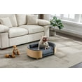 thumbnail image 4 of Dog Beds Scandinavian style Elevated Dog Bed Pet Sofa With Solid Wood legs and Bent Wood Back, Velvet Cushion,Mid Size,Dark Grey,Cat Beds, 4 of 7