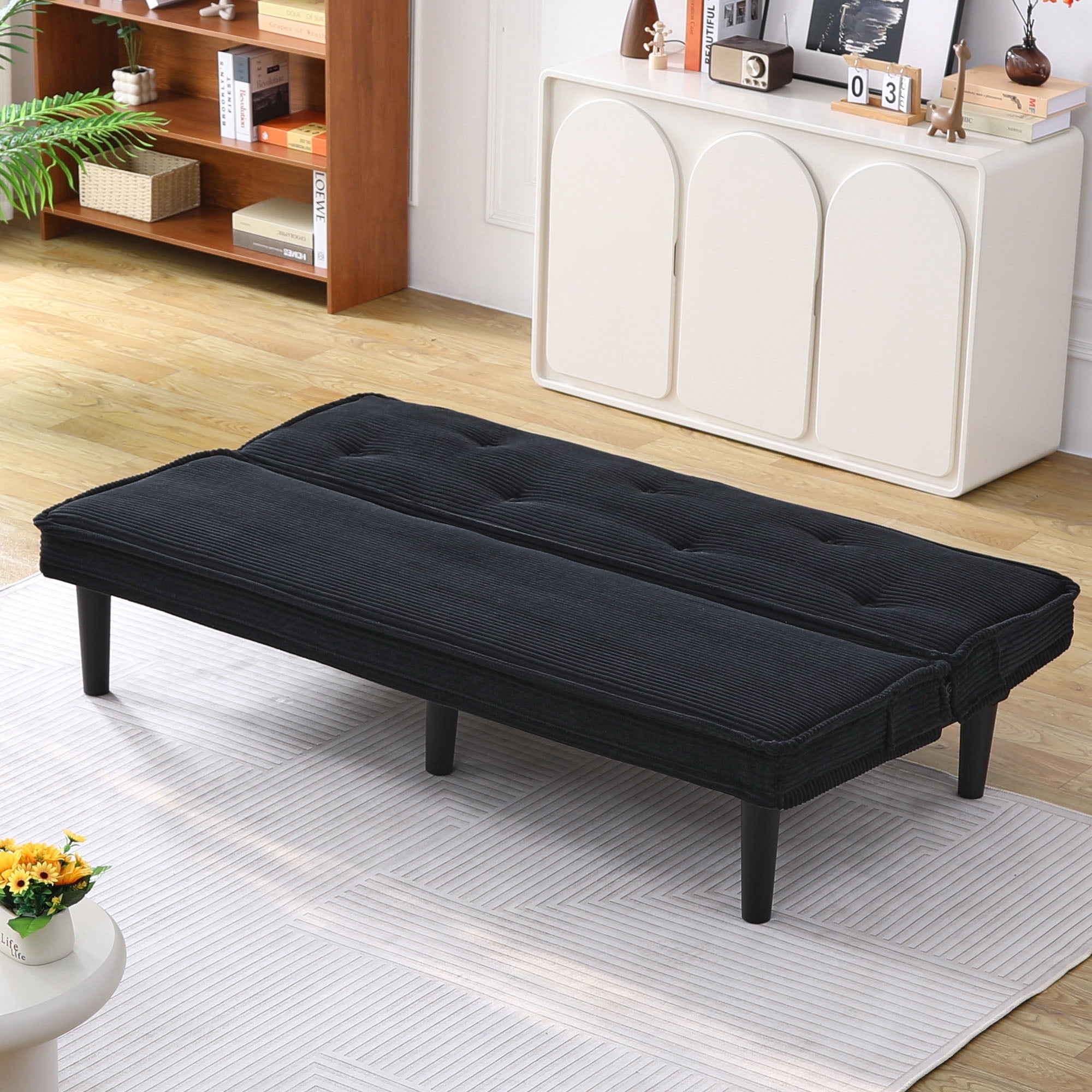 Euroco Corduroy Accent Chair with Button-Tufted Backrest – Modern Upholstered sofa bed for Living Room or Bedroom