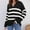 Womens Black Oversized Y2k Stripe Sweaters, variant on Girls Y2k Stripe Sweaters for Women Oversized Sweater Casual Going Out Basic Knitwear for Fall Spring Loose Striped Color Block V-Neck Pullover White 8
