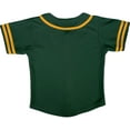 thumbnail image 2 of DIGITMON Kids Baseball Jersey Button Down Premium Two-Striped Sleeve T Shirts Uniform Forestgreen Gold for 16y Teenagers, 2 of 4