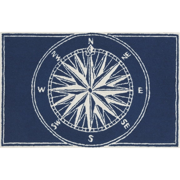 Liora Manne Frontporch Compass Indoor/Outdoor Rug Navy 20"X30"