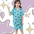 thumbnail image 6 of Girls Pajamas 3 Piece Button Down Pjs Short Sleeve Top Shorts & Long Pants Cute Patterns Valentine's Day Pajama Sets Loungewear Nightwear 3 Piece Sleepwear, 6 of 6