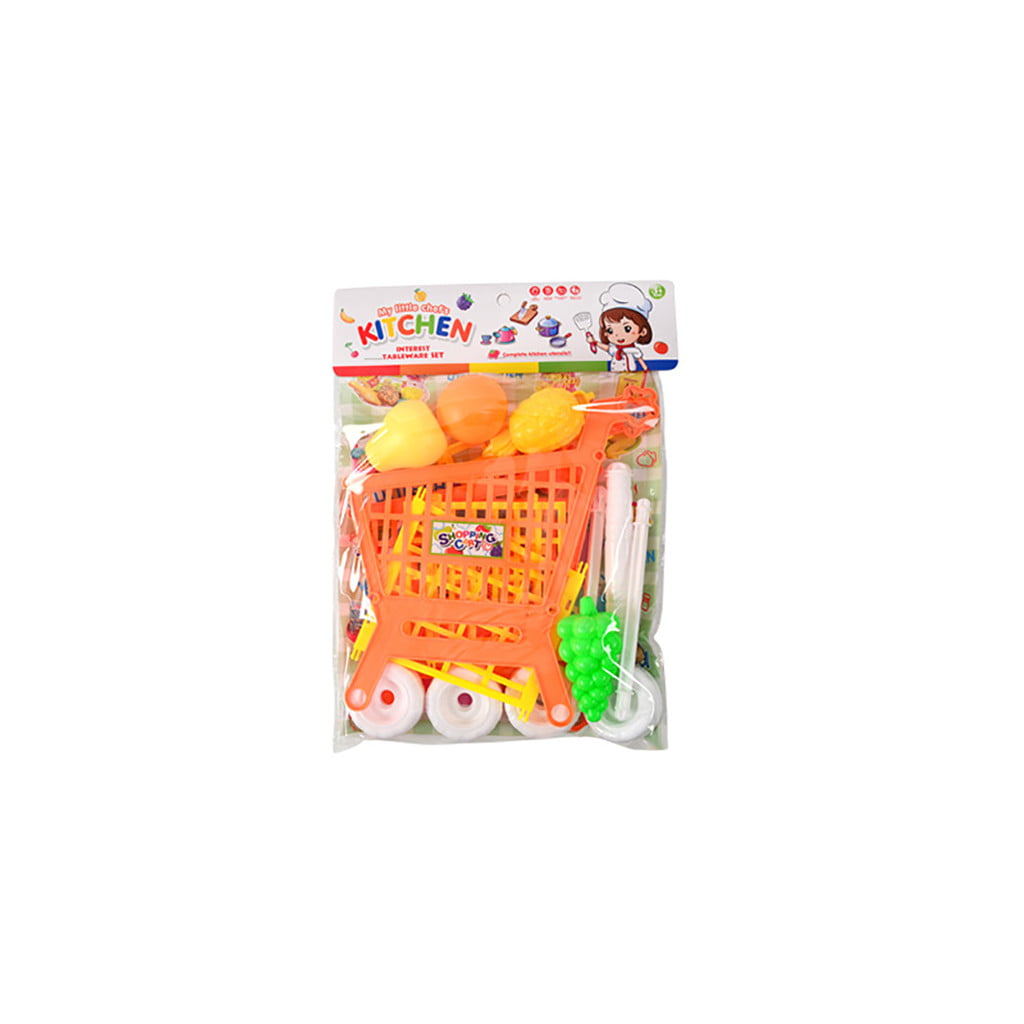 Kids Shopping Basket Role Play Children's Toy with Fruits & Vegetable Xmas Gift