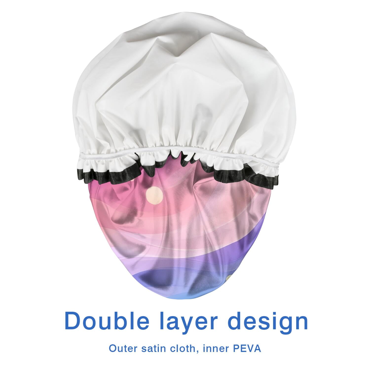 Shower Caps,Rainbow Tie Dye Wave Pattern Waterproof Shower Cap for Women 4 Pieces,Double Reusable Hair Cover for Shower PEVA Elastic Stretch Hem