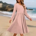 thumbnail image 7 of Mgmyaa Women's Printed Long Sleeve Dress Round Neck Pocket Casual Loose Fit Fashion Dress, 7 of 7