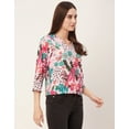 thumbnail image 3 of Moomaya Printed V-Neck Tops For Women, Quarter Sleeve Regular Fit Casual Tunic Top, 3 of 9
