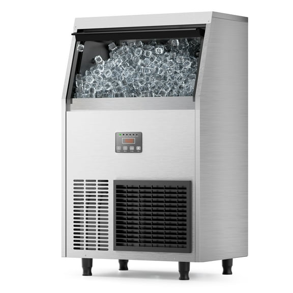 Coolake 100lbs/24H Commercial Under Counter Ice Maker with 33lbs Storage, Air Cooled Ice Machine, 115v