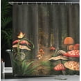thumbnail image 4 of Ambesonne Nature Shower Curtain, Mushrooms Dark Forest, 69"Wx75"L, Green Brown and Red, 4 of 5
